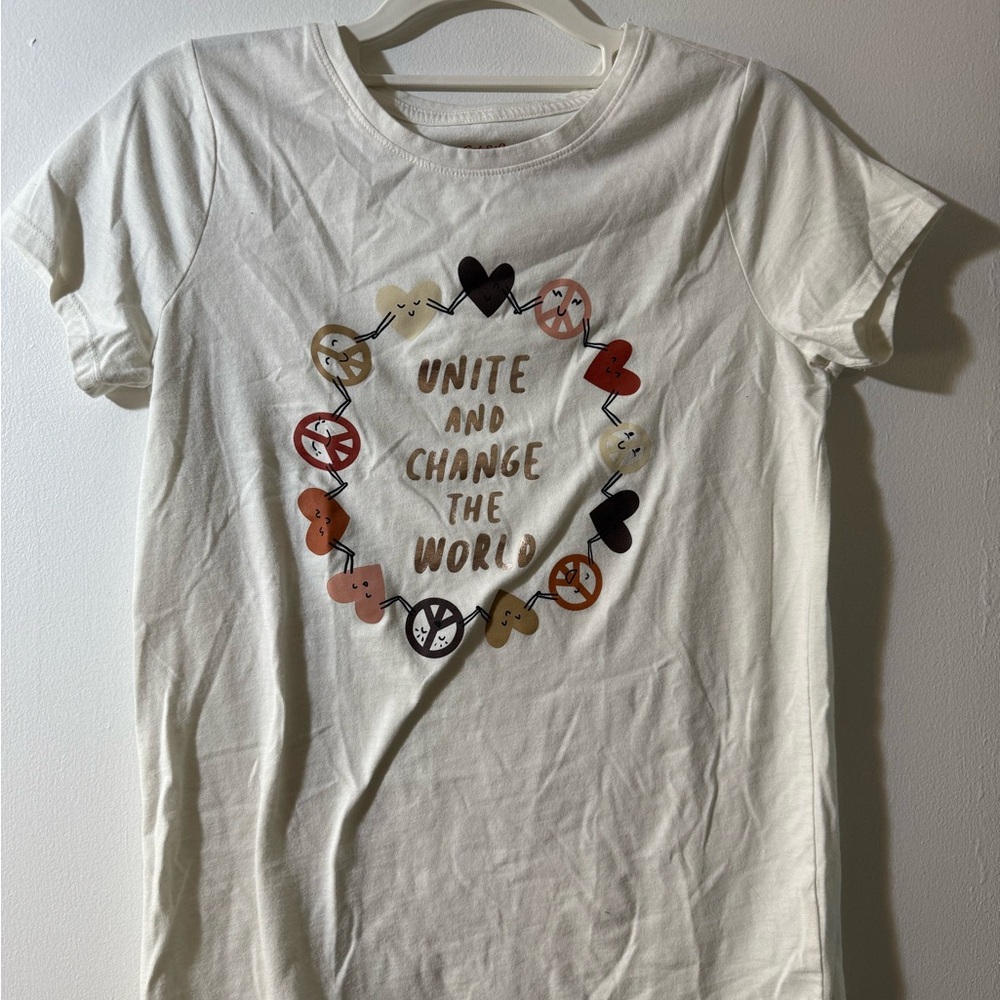 Cat & Jack White Short Sleeve Tee with Heart Design